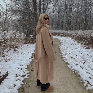 Belted camel coat zara Clearance